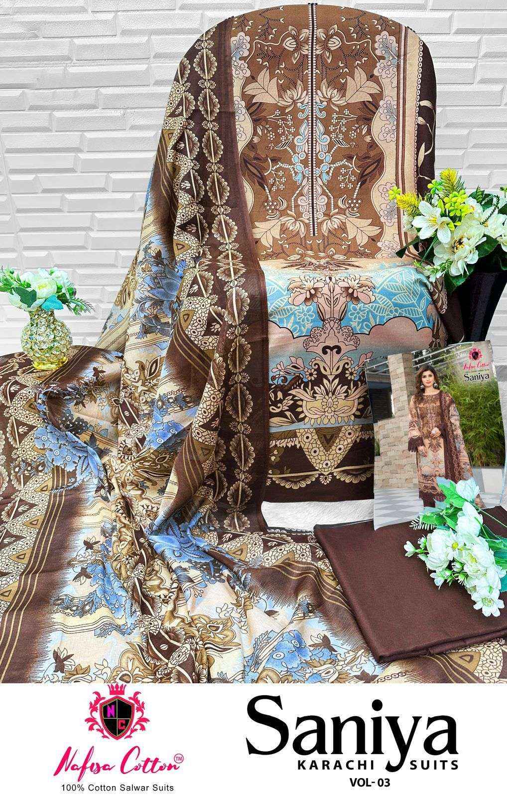 Nafisa Cotton Saniya Karachi Suits Vol 3 Cotton Dress Material 6 pcs Catalogue