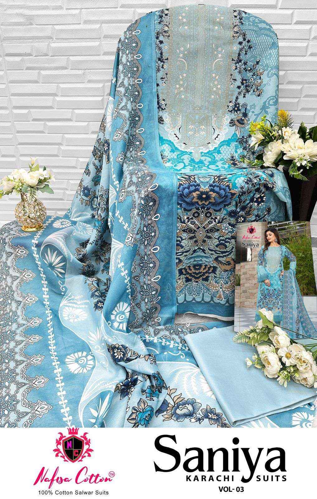 Nafisa Cotton Saniya Karachi Suits Vol 3 Cotton Dress Material 6 pcs Catalogue