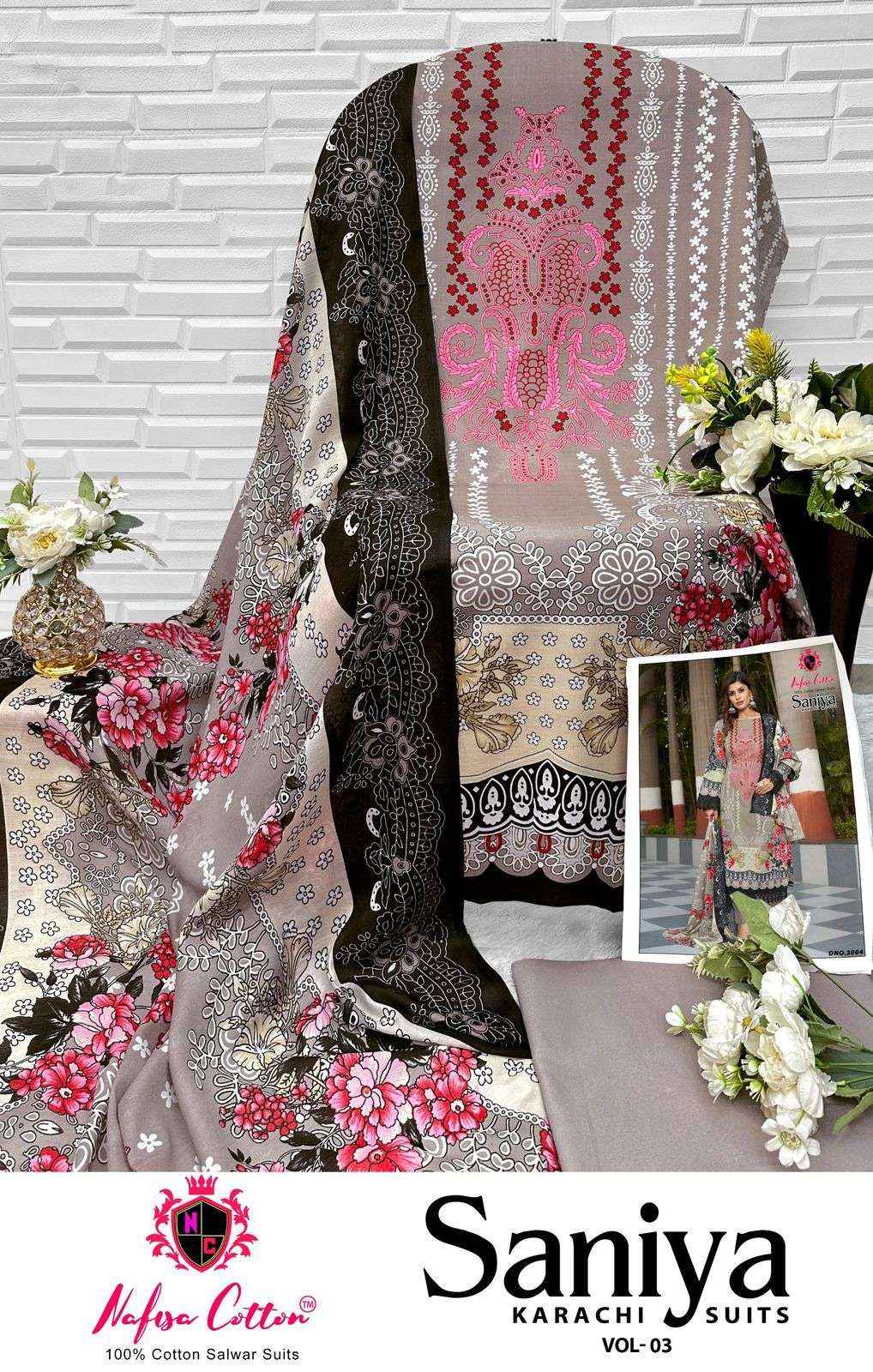 Nafisa Cotton Saniya Karachi Suits Vol 3 Cotton Dress Material 6 pcs Catalogue