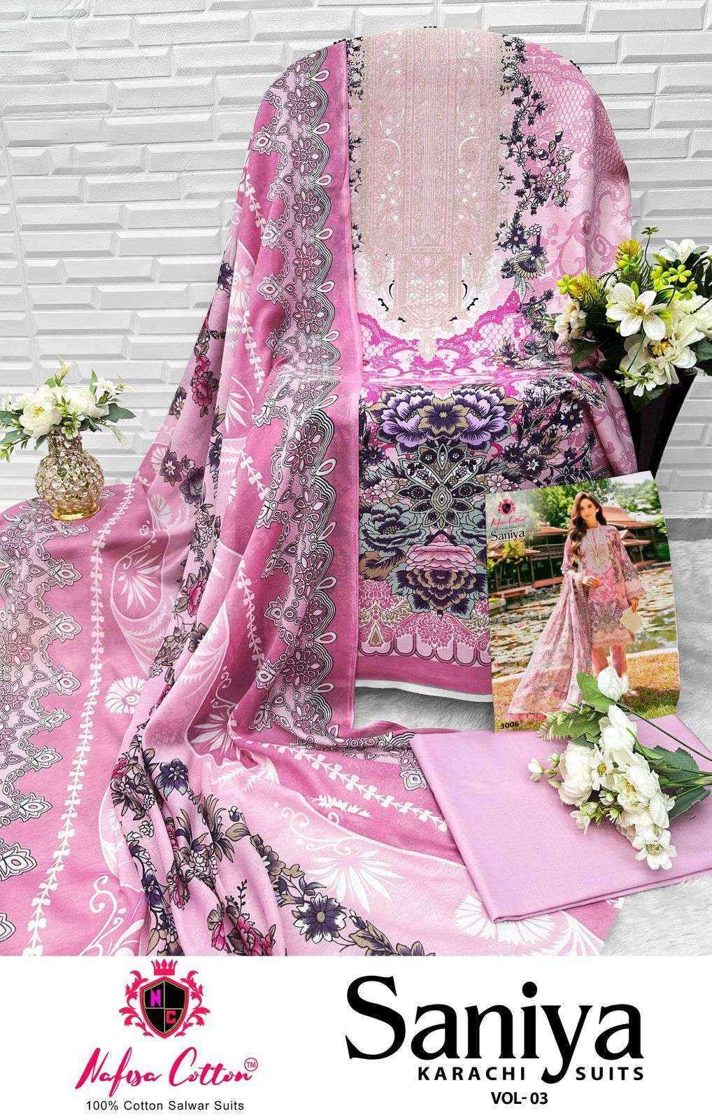 Nafisa Cotton Saniya Karachi Suits Vol 3 Cotton Dress Material 6 pcs Catalogue