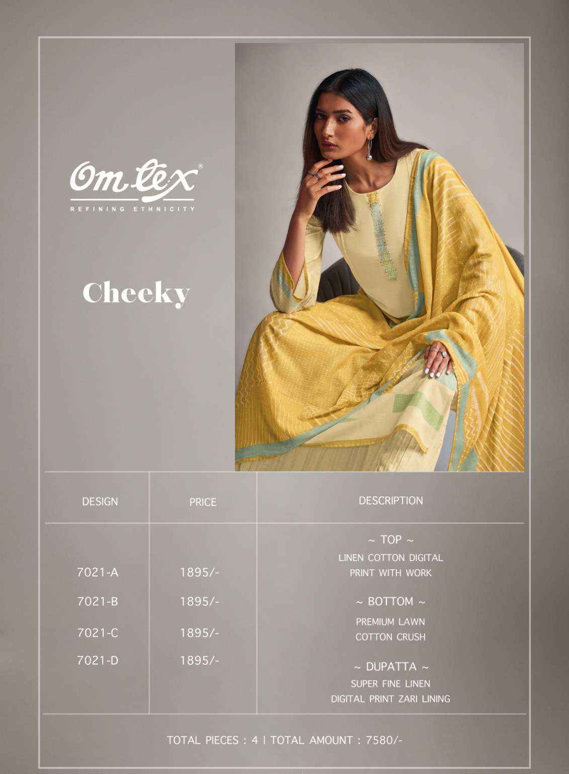 Omtex Cheeky Linen Cotton Dress Material (4 pcs Catalogue)