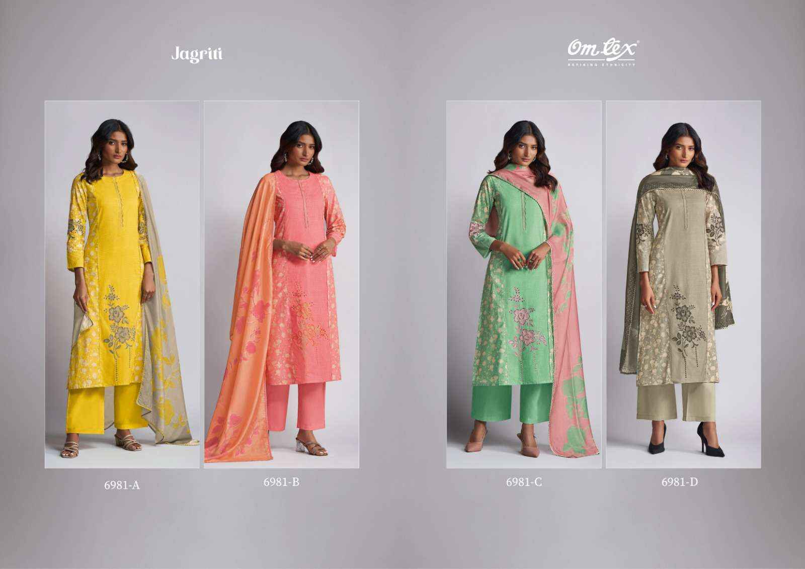 Omtex Jagriti Lawn Cotton Dress Material 4 pcs Catalogue
