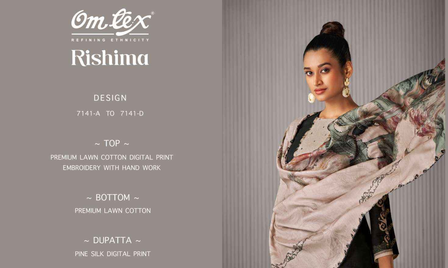 Omtex Rishima Lawn Cotton Dress Material 4 pcs Catalogue
