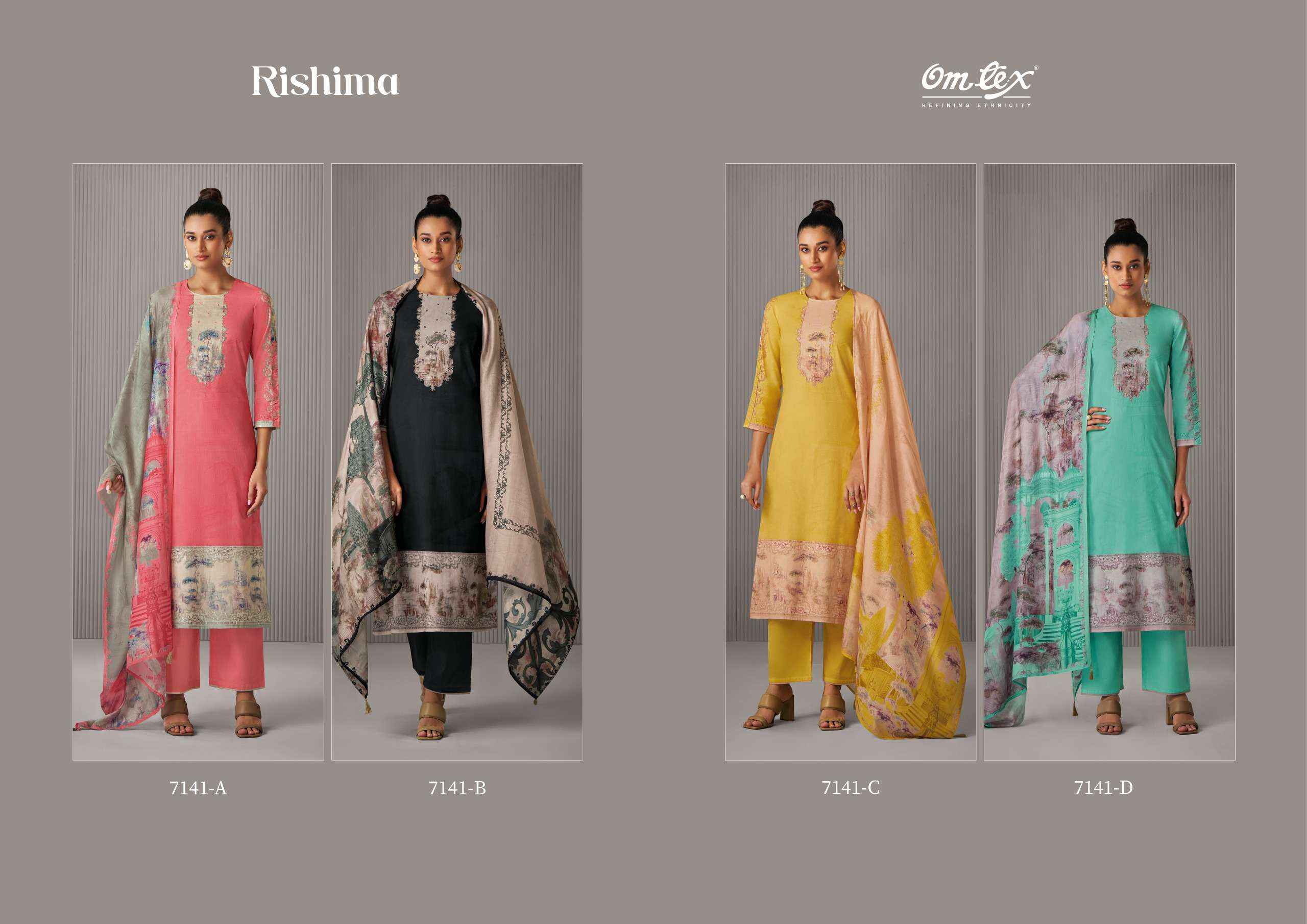 Omtex Rishima Lawn Cotton Dress Material 4 pcs Catalogue