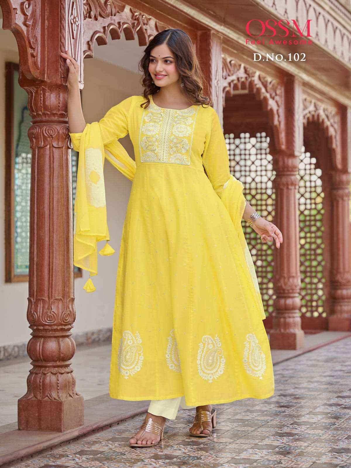 Ossm Gulnaaz Anarkali Style Cotton Kurti Combo 6 pcs Catalogue