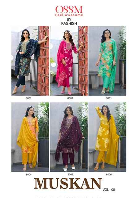 Ossm Muskan Vol 8 Chanderi Modal Kurti Combo 6 pcs Catalogue