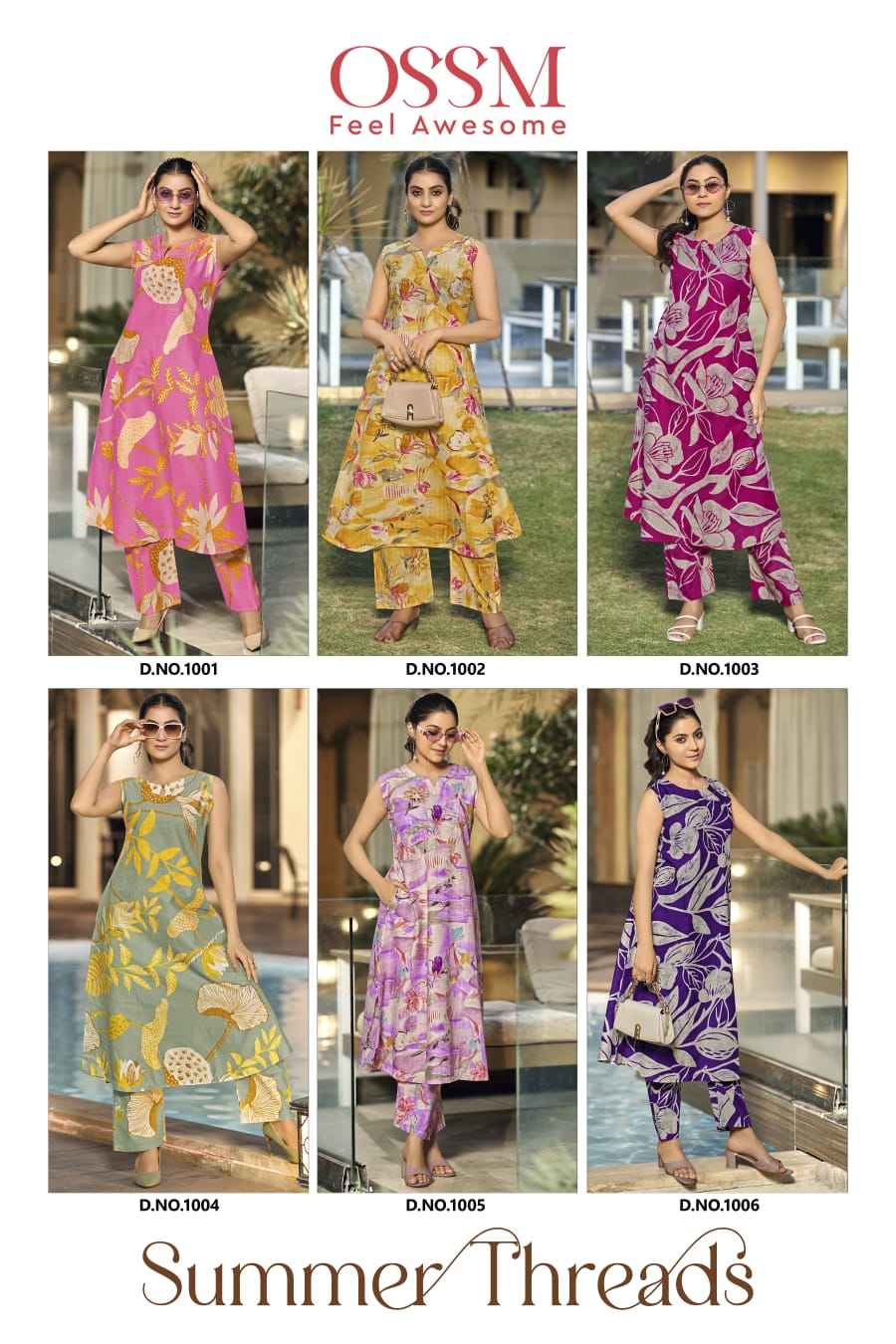 Ossm Summer Threads Cotton Co ord Set 6 pcs Catalogue