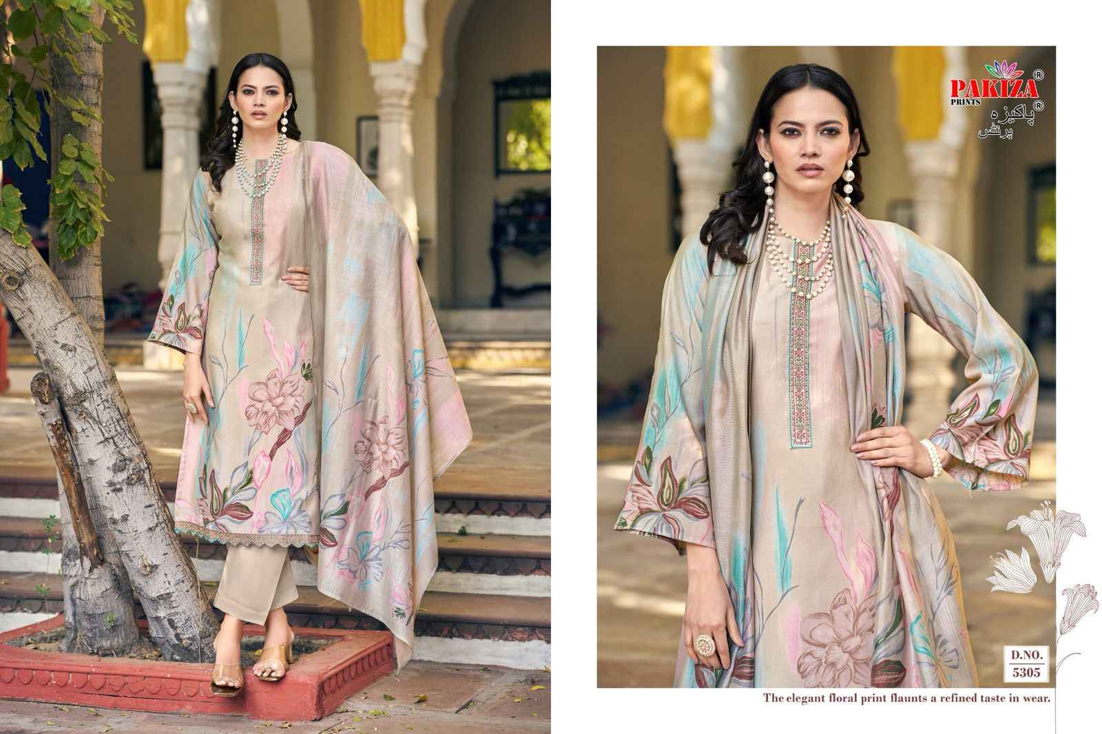 Pakiza Prints Noor Vol 53 Silk Chanderi Dress Material 10 pcs Catalogue