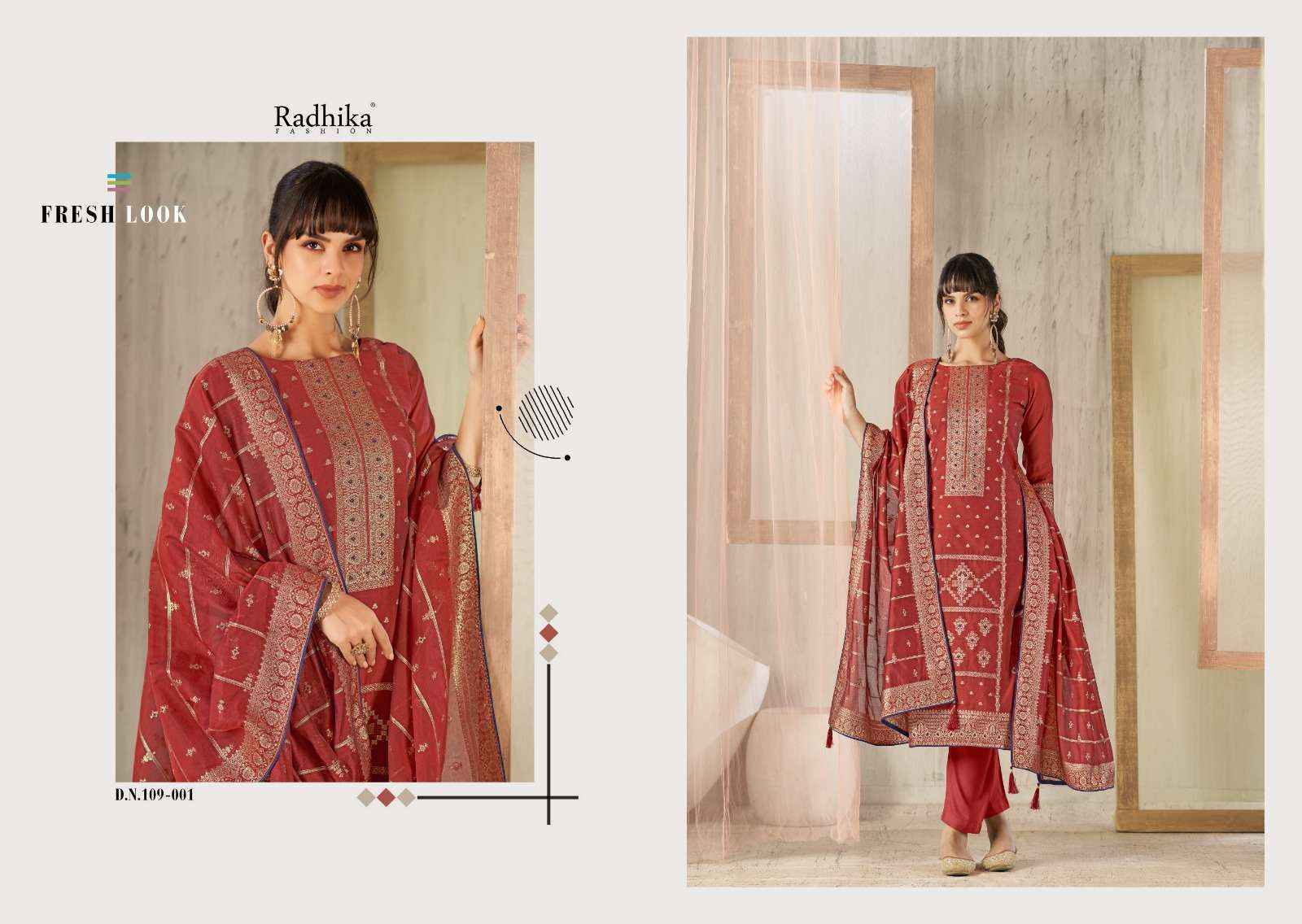 Radhika Fashion Azara Banarashi Adah Vol-4 Cotton Jacquard Dress Material (6 pcs Catalogue)