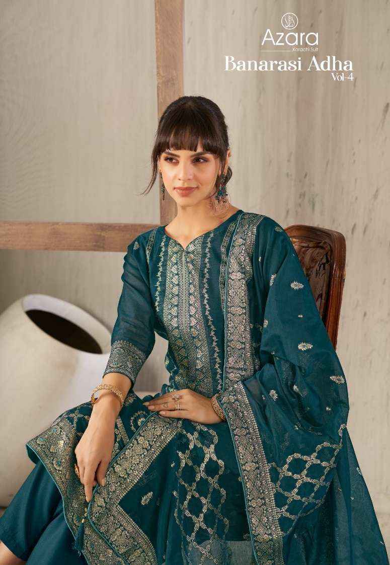 Radhika Fashion Azara Banarashi Adah Vol-4 Cotton Jacquard Dress Material (6 pcs Catalogue)