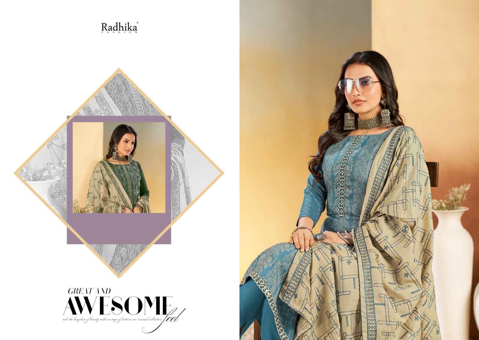 Radhika Fashion Azara Black Berry Vol 16 Cotton Dress Material 4 pcs Catalogue