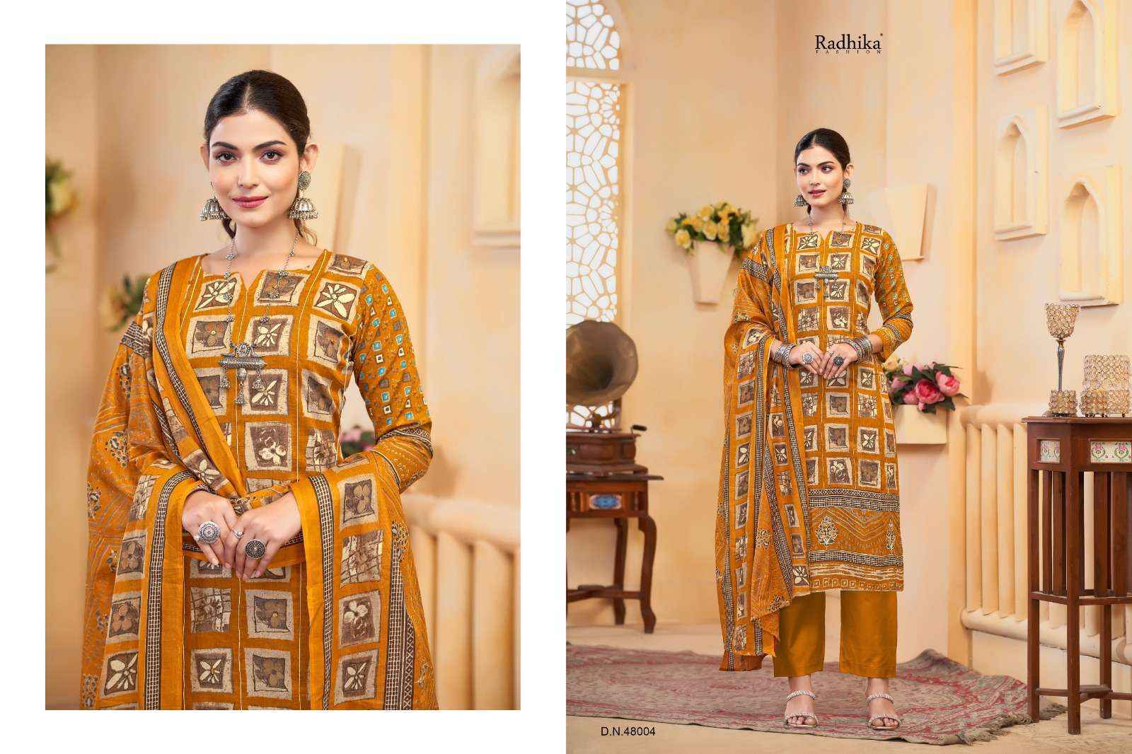 Radhika Fashion Azara Shirin Lawn Cotton Dress Material (4 pcs Catalogue)