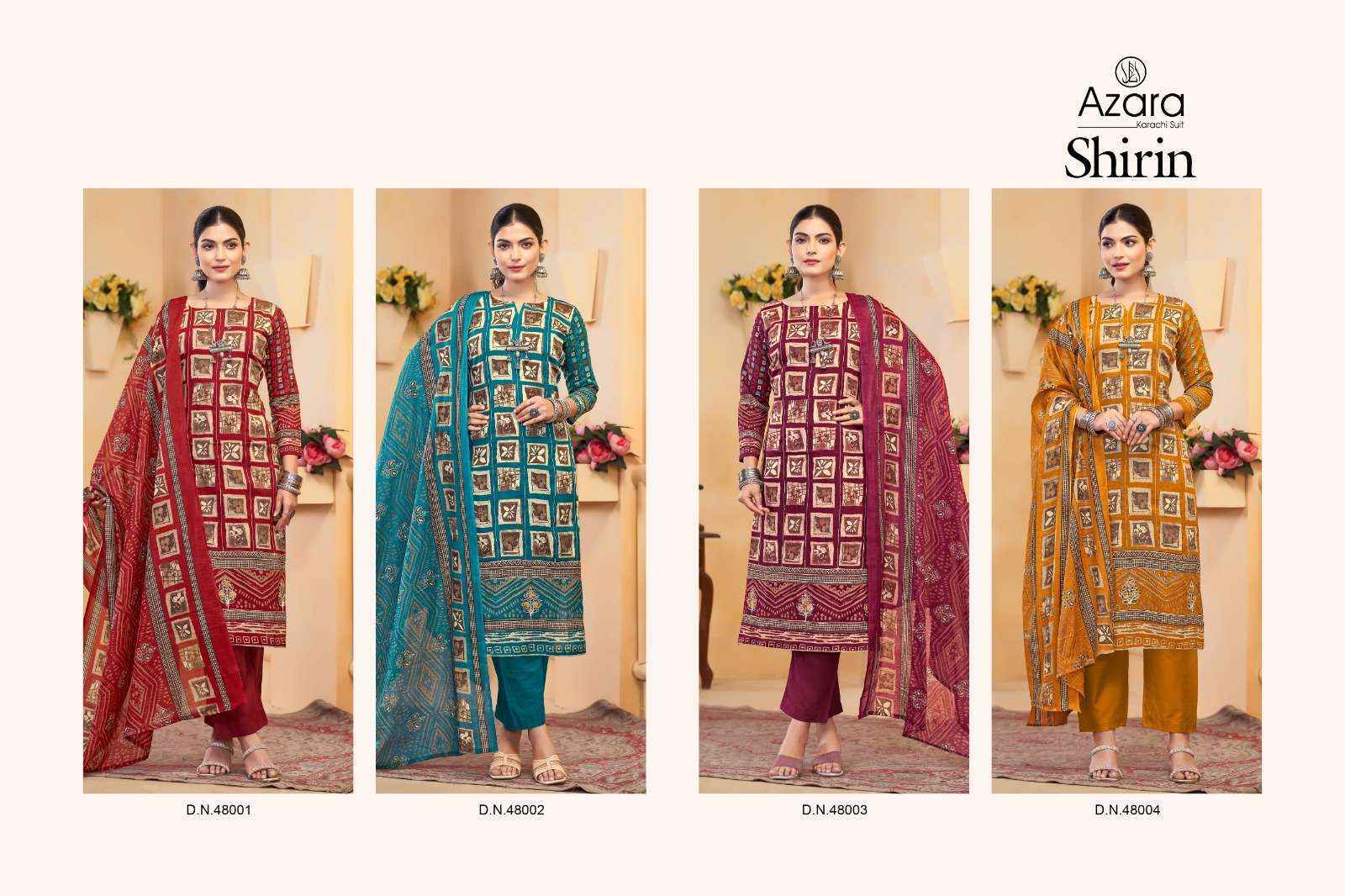 Radhika Fashion Azara Shirin Lawn Cotton Dress Material (4 pcs Catalogue)