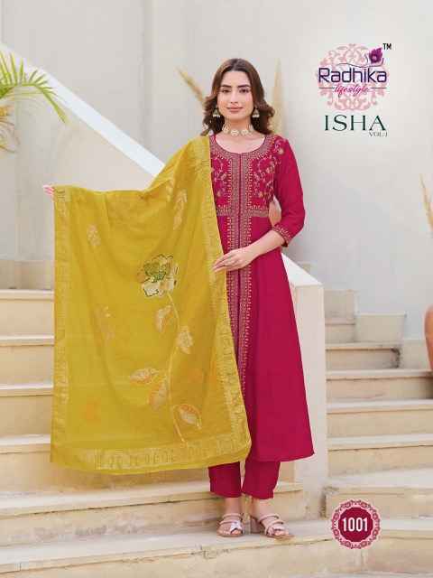 Radhika Lifestyle Isha Vol-1 Roman Silk Readymade Suit (4 pcs Catalogue)