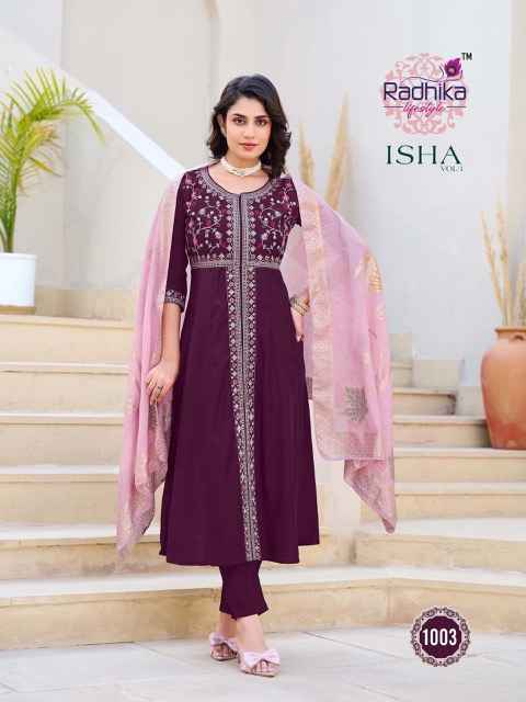 Radhika Lifestyle Isha Vol-1 Roman Silk Readymade Suit (4 pcs Catalogue)
