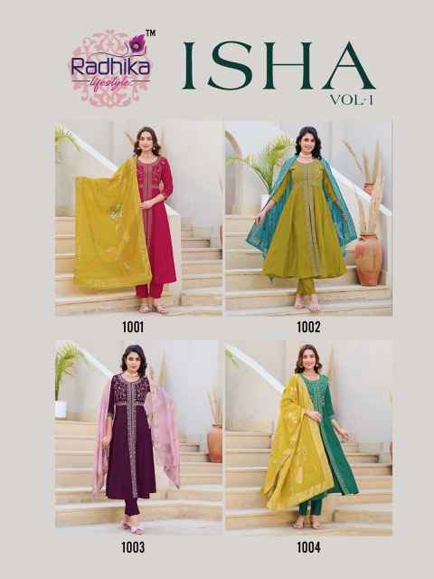 Radhika Lifestyle Isha Vol-1 Roman Silk Readymade Suit (4 pcs Catalogue)