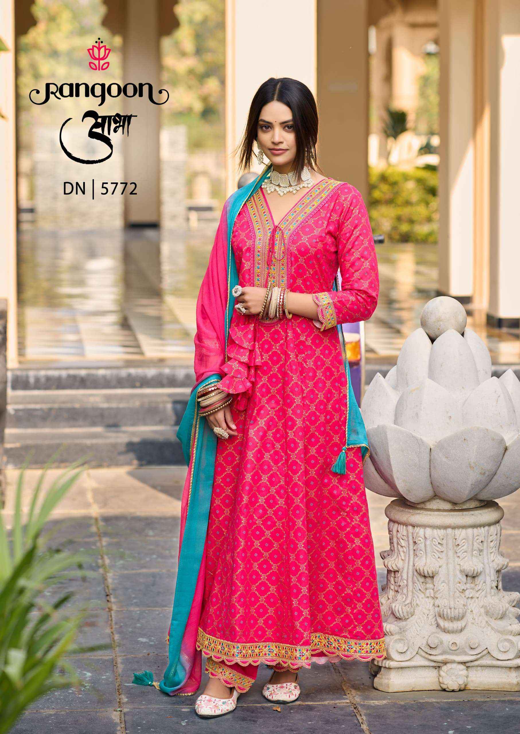 Rangoon Aabha Readymade Anarkali Style Cotton Dress 6 pcs Catalogue