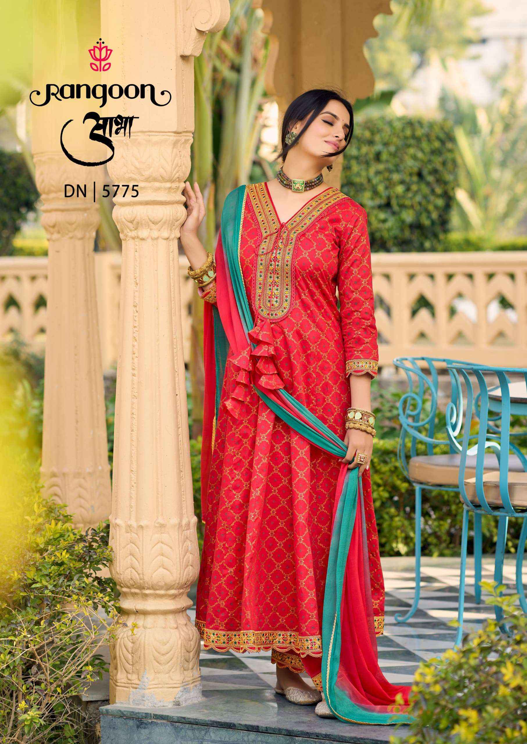 Rangoon Aabha Readymade Anarkali Style Cotton Dress 6 pcs Catalogue