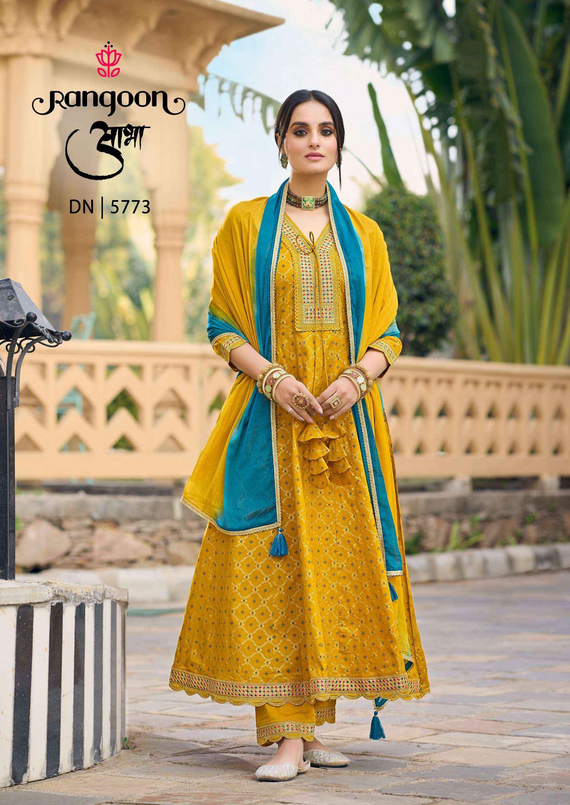 Rangoon Aabha Readymade Anarkali Style Cotton Dress 6 pcs Catalogue