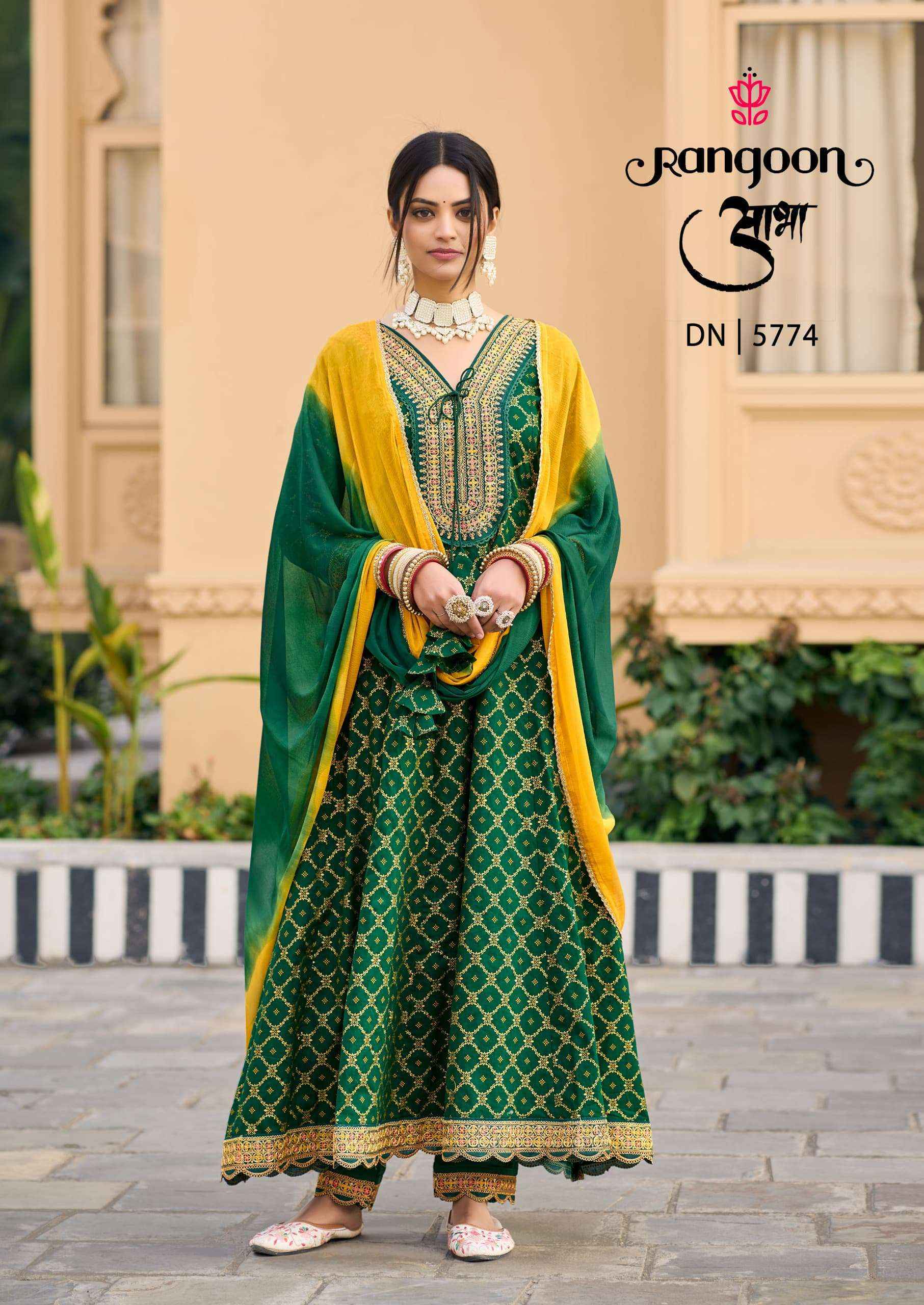 Rangoon Aabha Readymade Anarkali Style Cotton Dress 6 pcs Catalogue