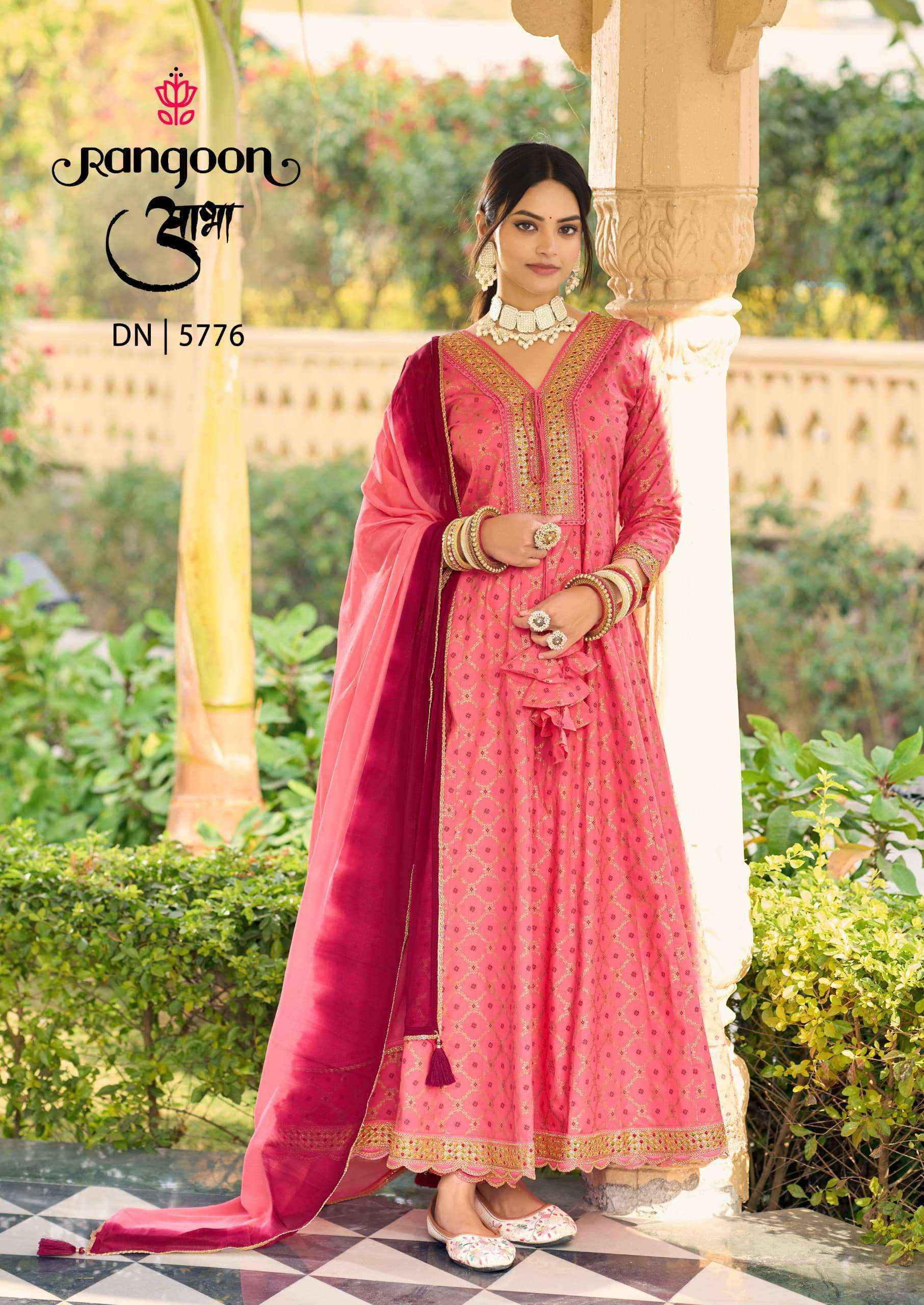 Rangoon Aabha Readymade Anarkali Style Cotton Dress 6 pcs Catalogue
