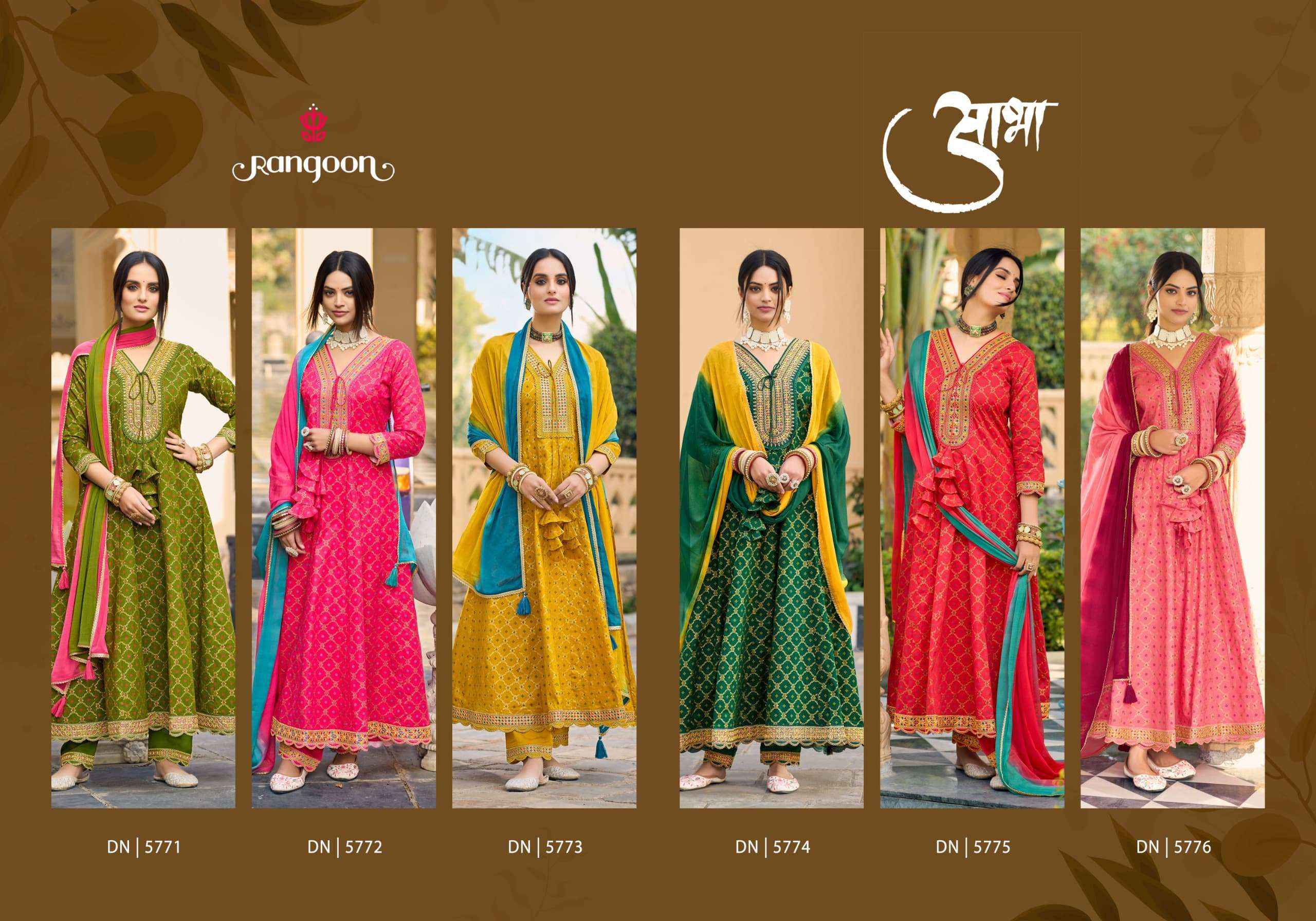 Rangoon Aabha Readymade Anarkali Style Cotton Dress 6 pcs Catalogue