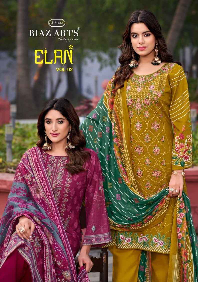 Riaz Arts Elan Vol 2 Karachi Lawn Dress Material 6 pcs Catalogue