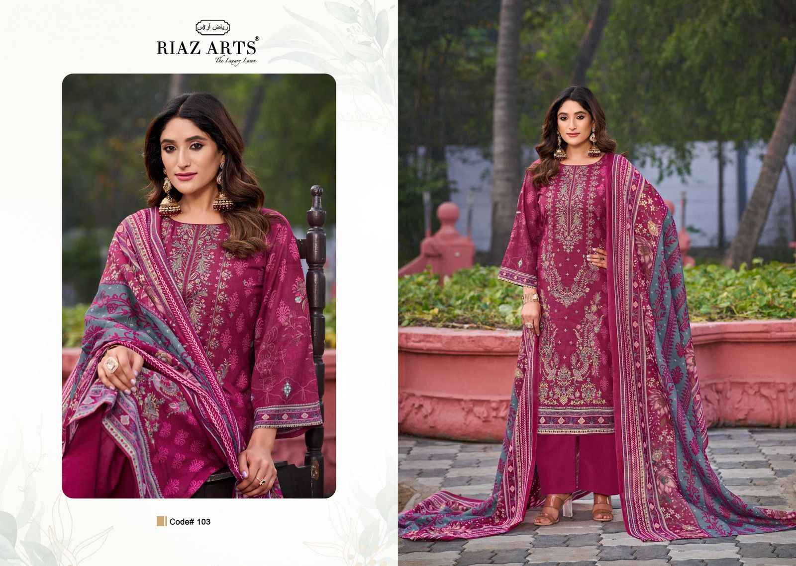 Riaz Arts Elan Vol 2 Karachi Lawn Dress Material 6 pcs Catalogue