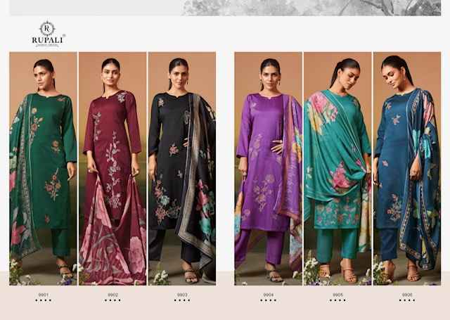 Rupali Fashion Guldasta Jam Satin Dress Material (6 pcs Catalogue)