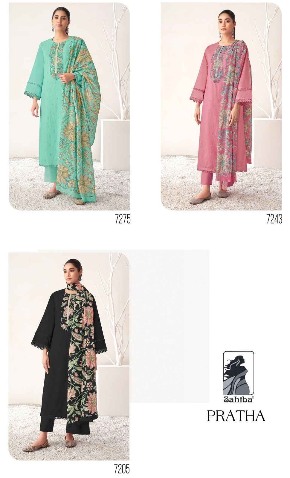 Sahiba Pratha Cotton Dress Material 3 pcs Catalogue