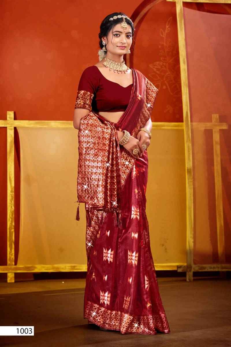 Saroj Pragati Vol-1 Organza Swarovski Saree (6 pcs Catalogue)