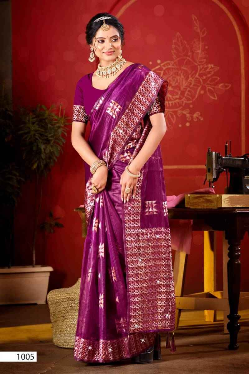 Saroj Pragati Vol-1 Organza Swarovski Saree (6 pcs Catalogue)