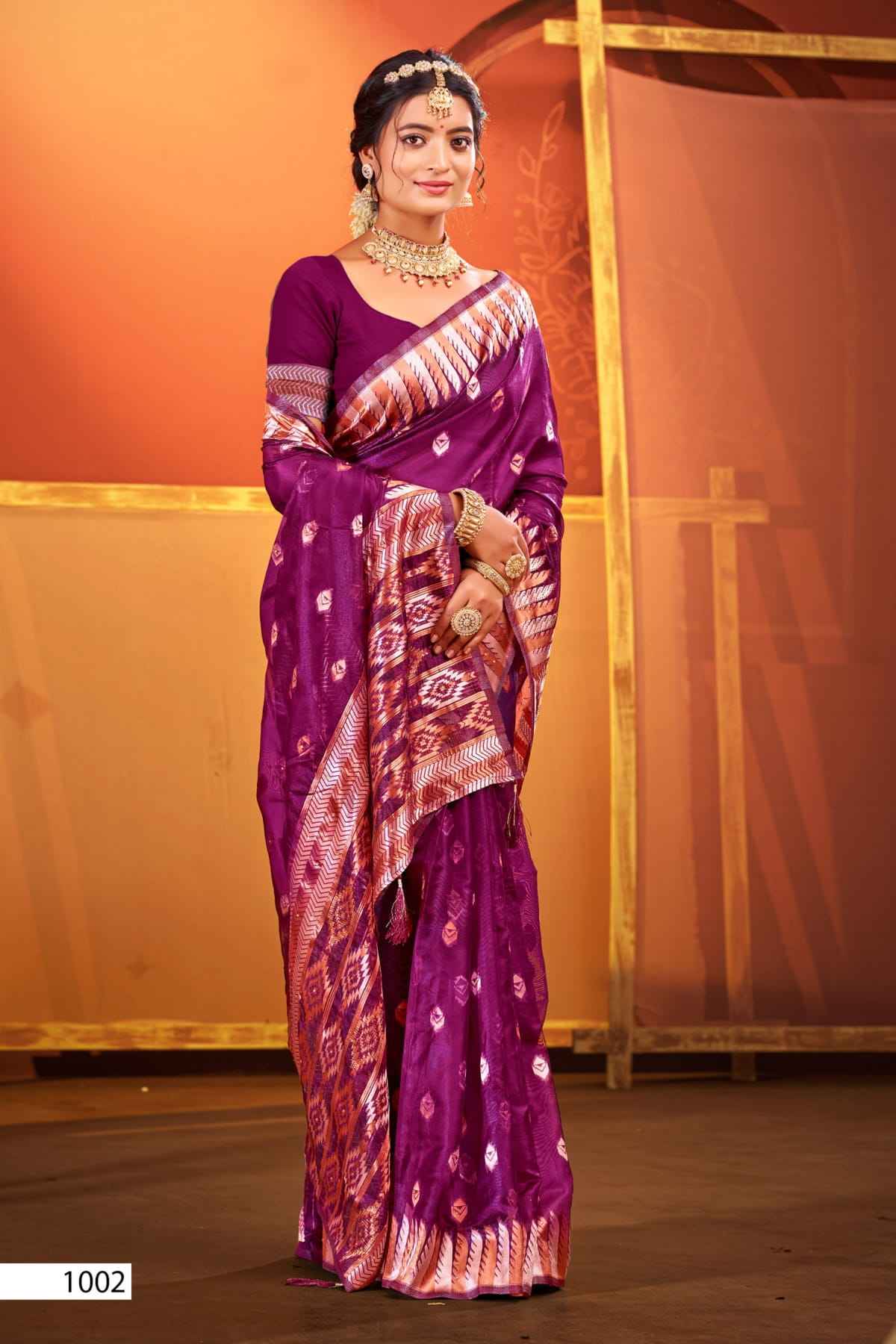 Saroj Pragati Vol-2 Organza Swarovski Saree (6 pcs Catalogue)