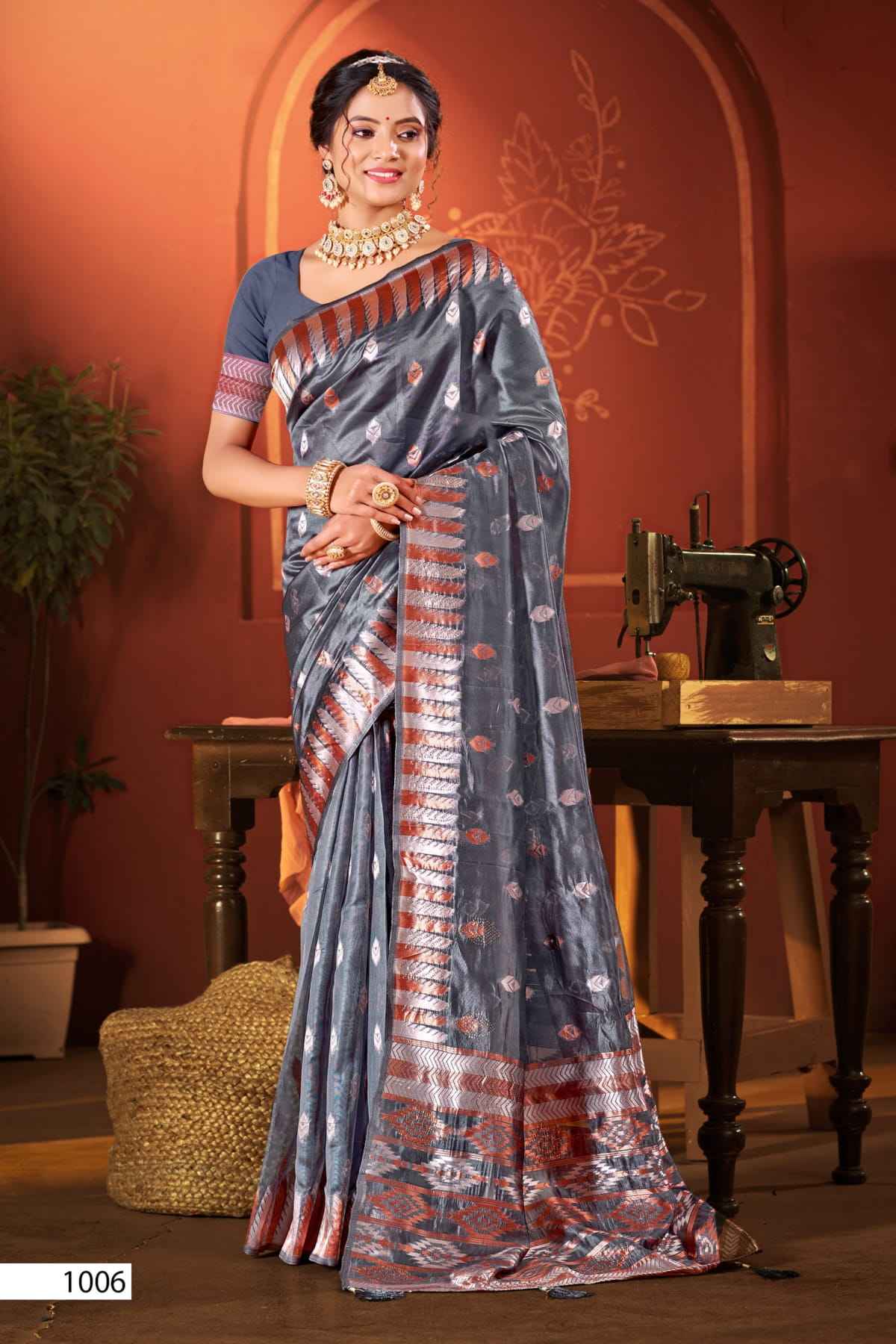 Saroj Pragati Vol-2 Organza Swarovski Saree (6 pcs Catalogue)