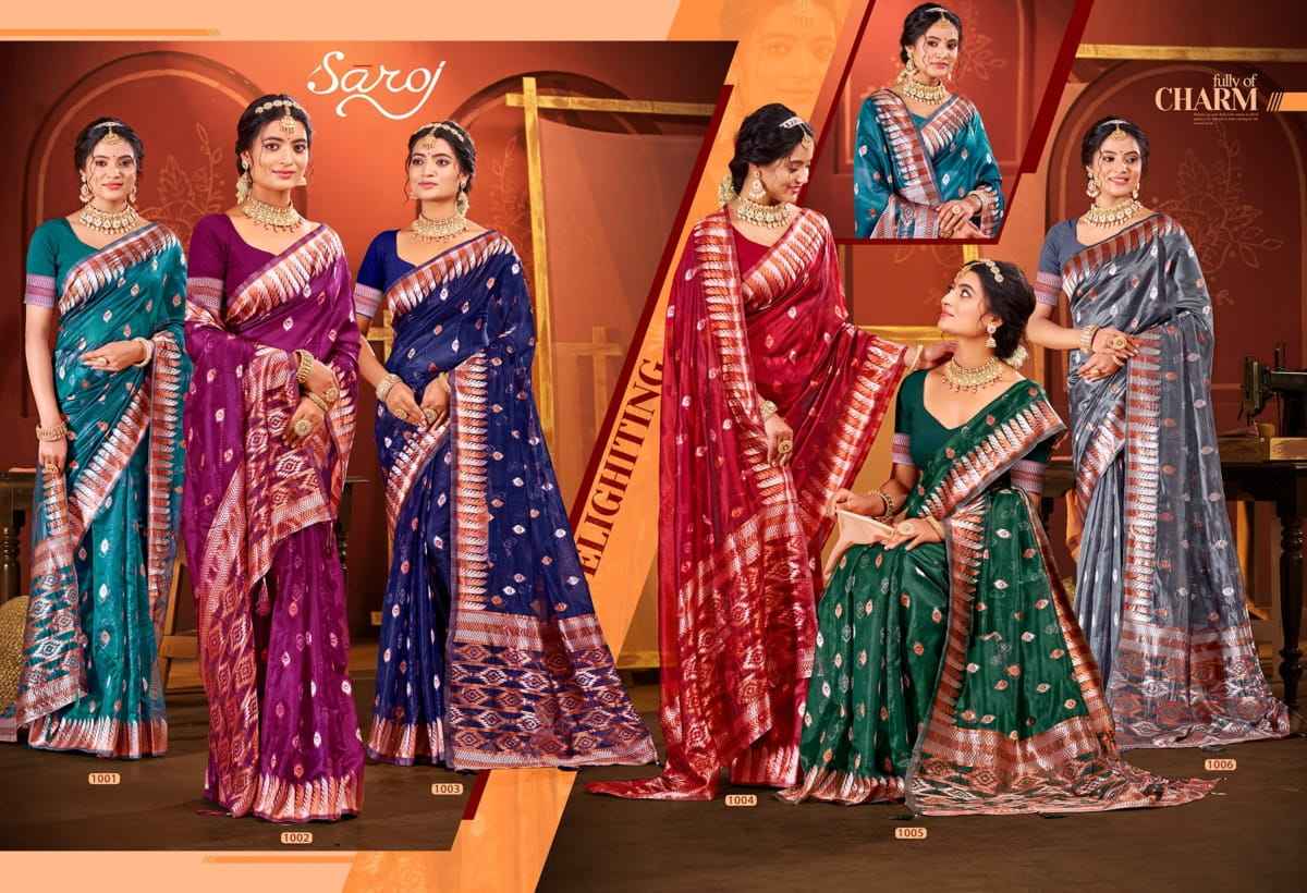 Saroj Pragati Vol-2 Organza Swarovski Saree (6 pcs Catalogue)