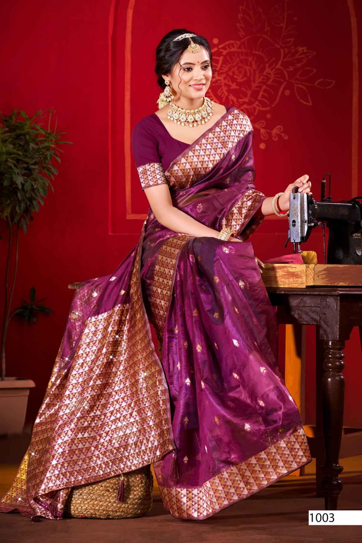 Saroj Pragati Vol-3 Organza Swarovski Saree (6 pcs Catalogue)