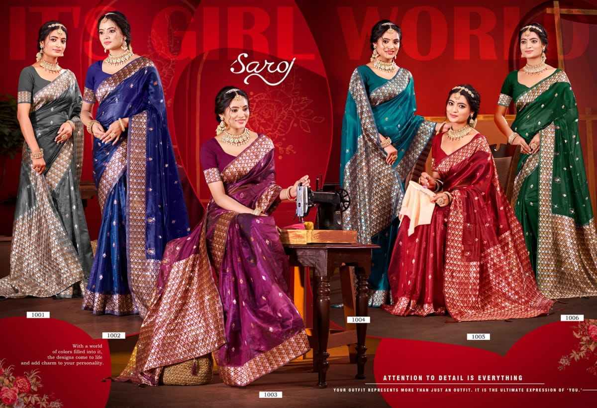 Saroj Pragati Vol-3 Organza Swarovski Saree (6 pcs Catalogue)