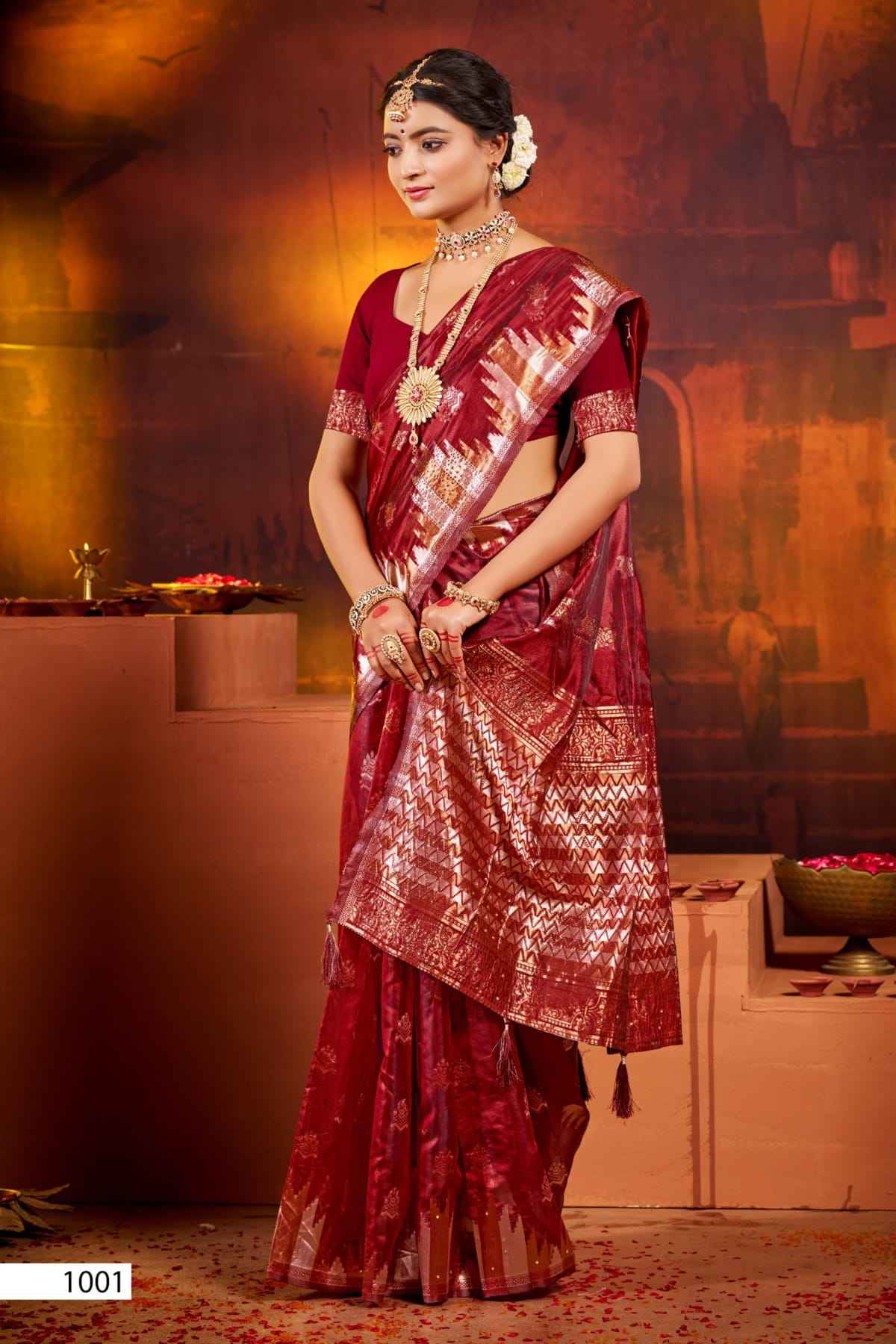 Saroj Pragati Vol-4 Organza Swarovski Saree (6 pcs Catalogue)