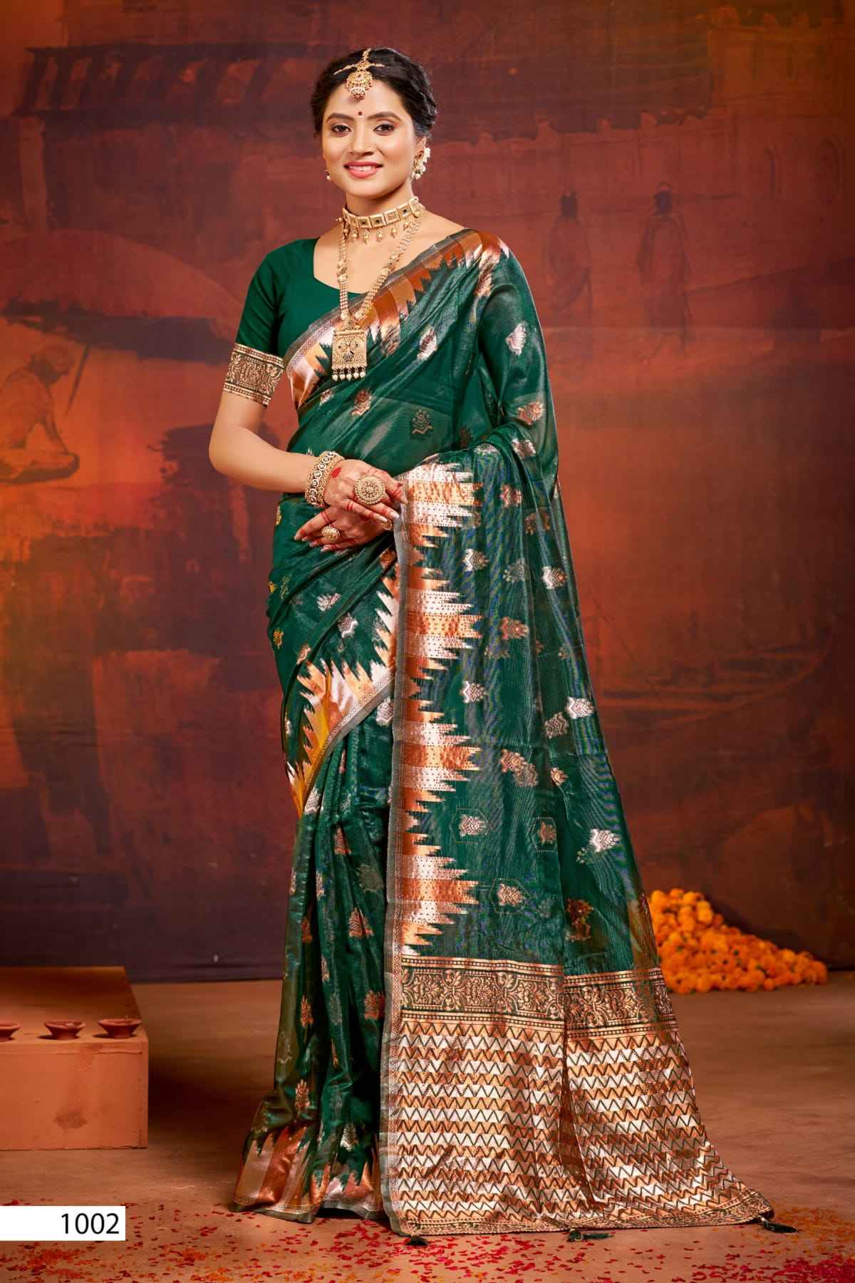 Saroj Pragati Vol-4 Organza Swarovski Saree (6 pcs Catalogue)