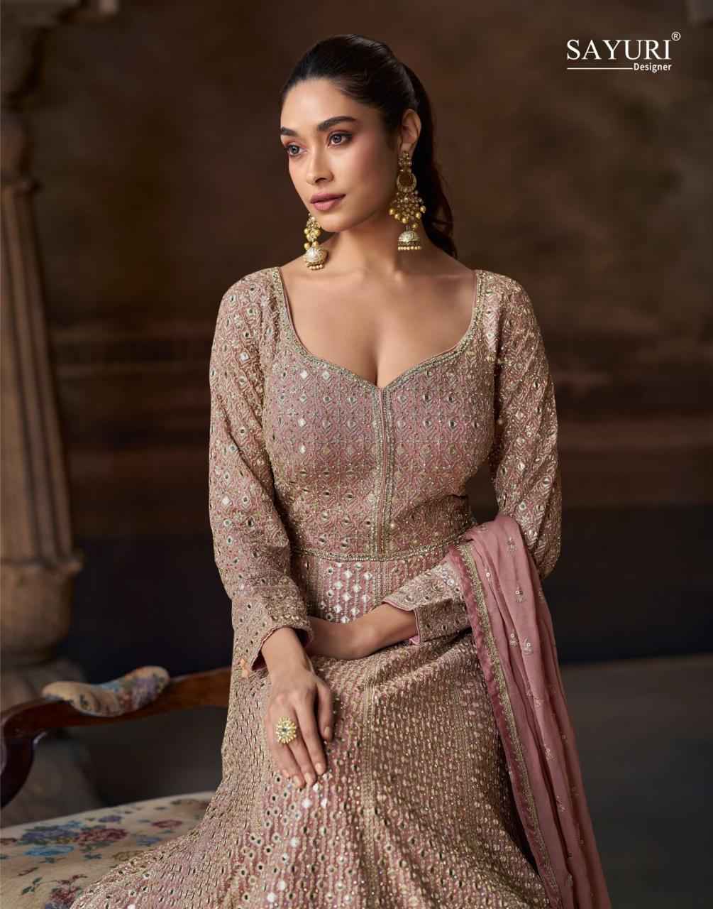 Sayuri Designer Avni Readymade Chinon Silk Dress 3 pcs Catalogue