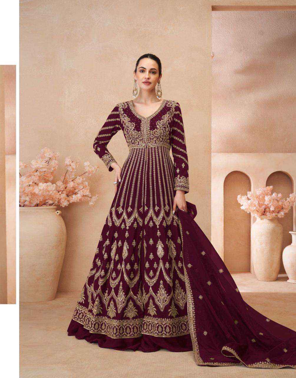Sayuri Designer Naari Readymade Real Chinon Silk Dress (5 pcs Catalogue)