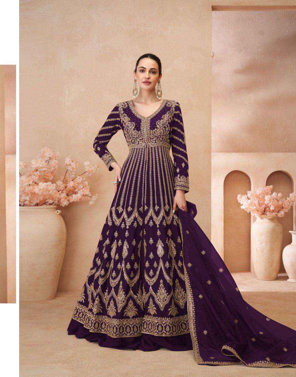 Sayuri Designer Naari Readymade Real Chinon Silk Dress (5 pcs Catalogue)