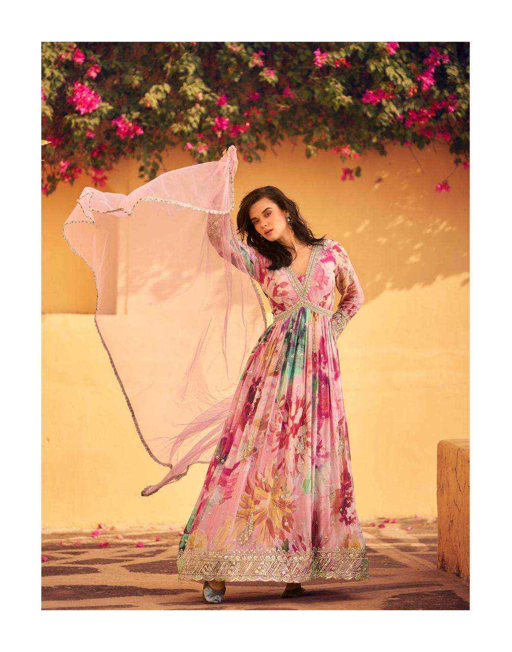 Sayuri Designer Rani Readymade Chinon Silk Dress 5 pcs Catalogue