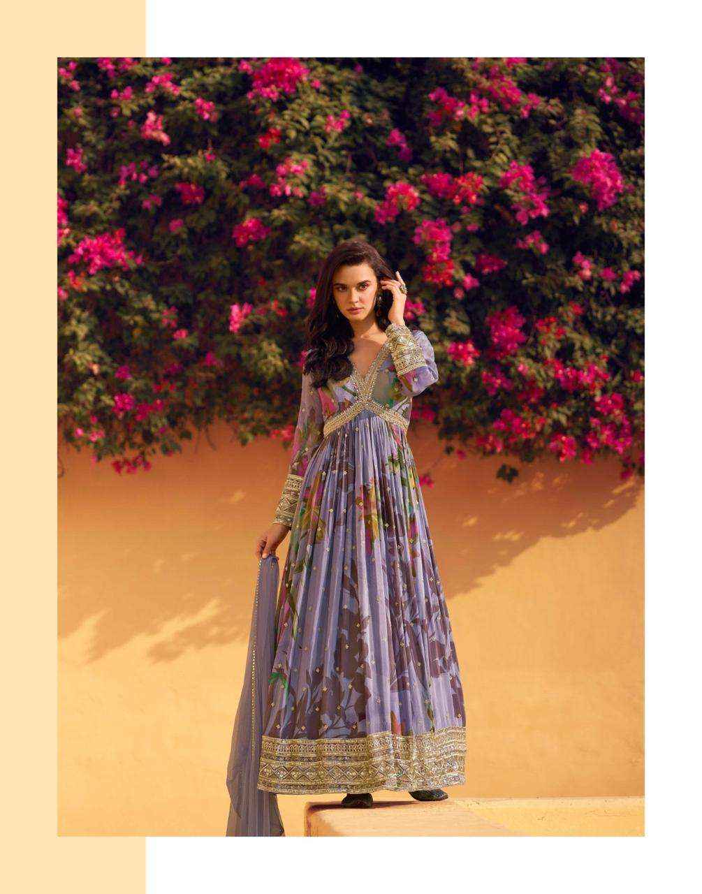 Sayuri Designer Rani Readymade Chinon Silk Dress 5 pcs Catalogue