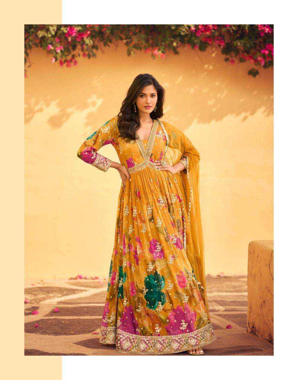 Sayuri Designer Rani Readymade Chinon Silk Dress 5 pcs Catalogue