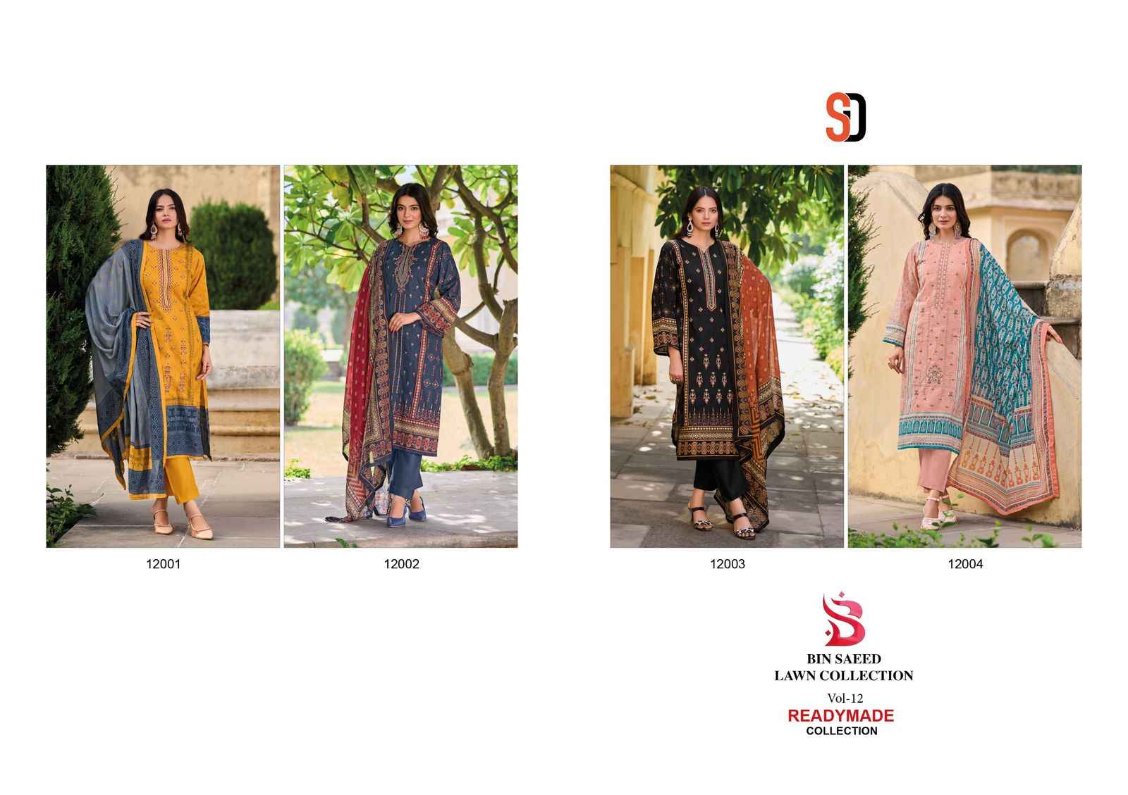 Shraddha Designer Bin Saeed Vol 12 Readymade Cotton Dress 4 pcs Catalogue