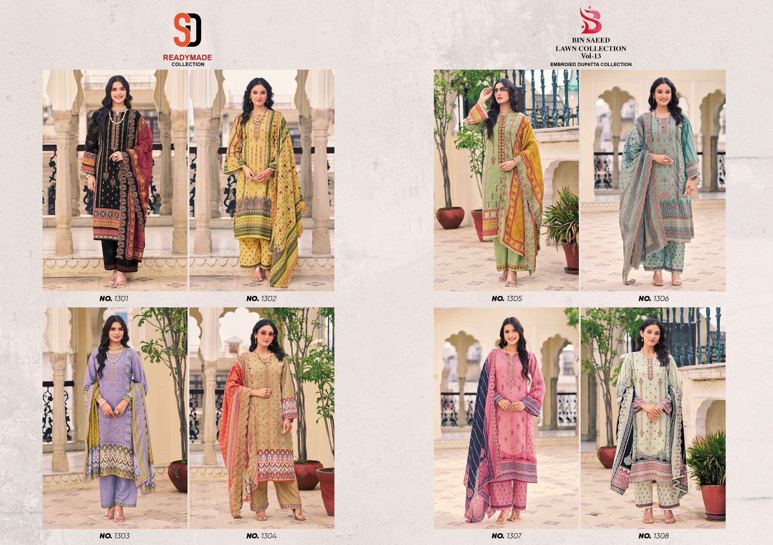 Shraddha Designer Bin Saeed Vol 13 Readymade Cotton Dress 8 pcs Catalogue