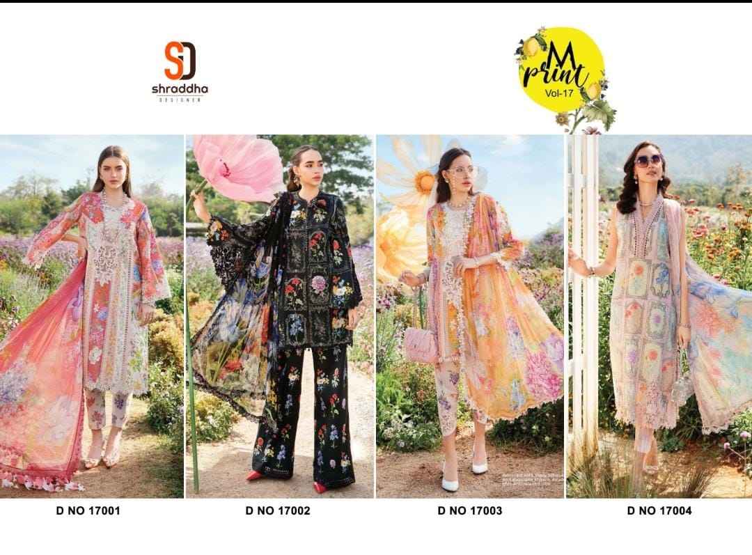 Shraddha Designer M Print Vol 17 Pakistani Lawn Cotton Dress Material 4 pcs Catalogue