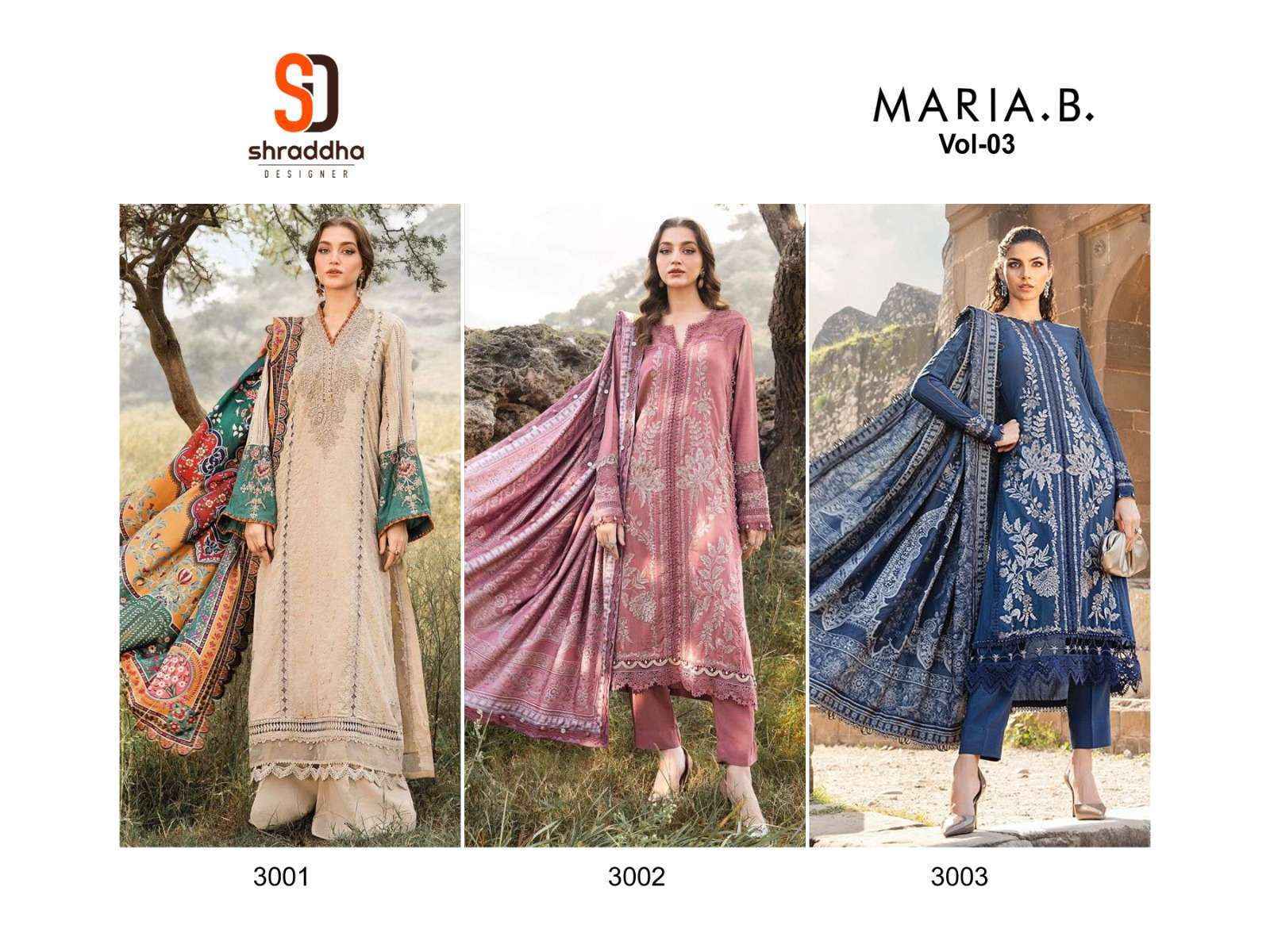 Shraddha Designer Maria B Vol-3 Viscouse Rayon Dress Material (3 pcs Catalogue)