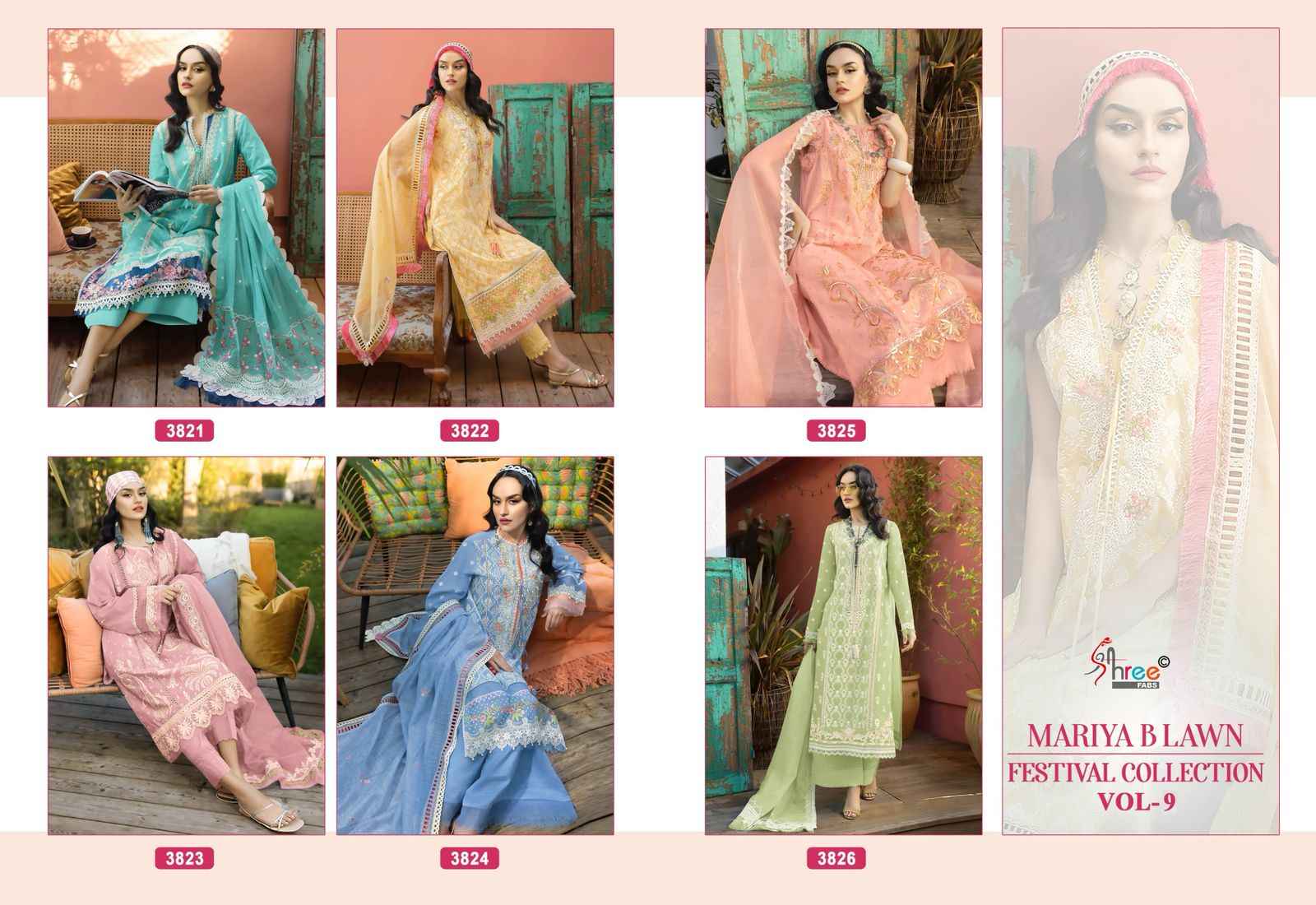 Shree Fabs Mariya B Lawn Festival Collection Vol 9 Cotton Dress Material 6 pcs Catalogue
